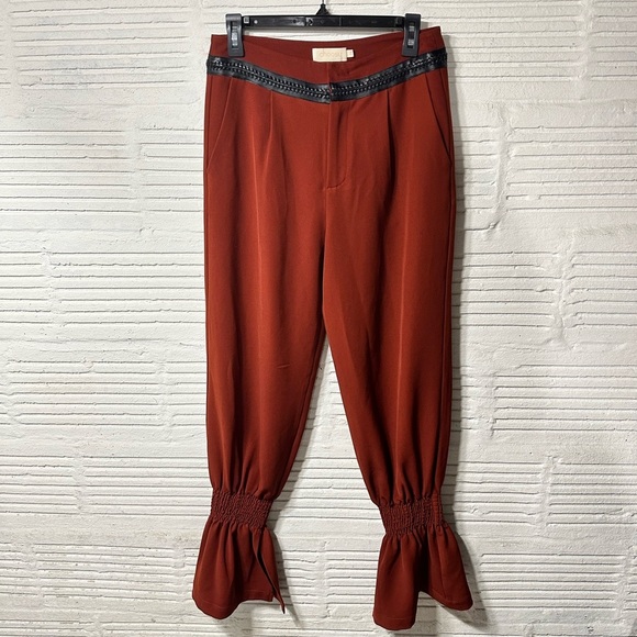 Choosy Smocked Burnt Orange Dress Pants Size 4 Decorative Belt - Picture 1 of 6
